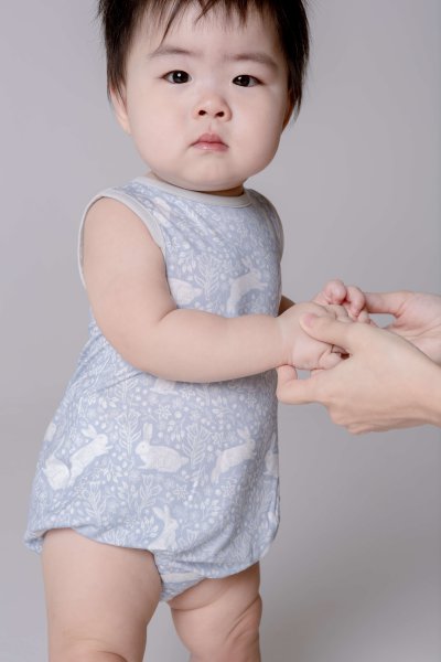 Cloud Bubble Romper - Rabbits Rendezvous (Dusty Blue)