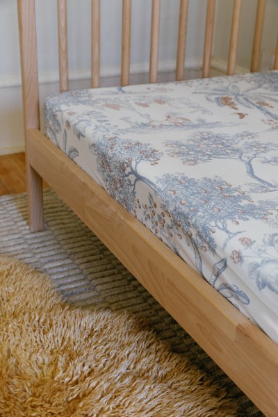 Luxe Bamboo Crib Sheet - Fruit Toile (Blueberry)