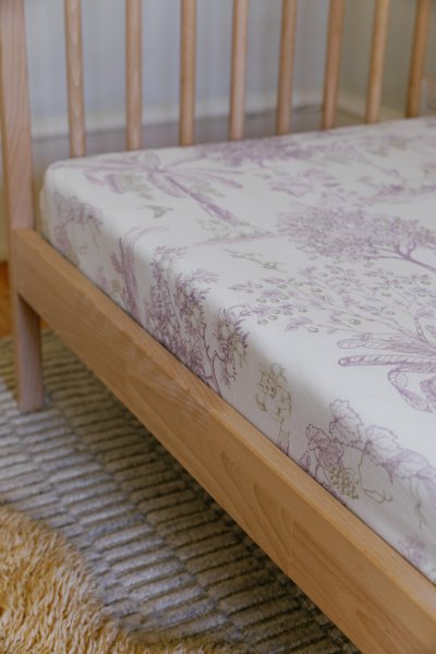 Luxe Bamboo Crib Sheet - Fruit Toile (Grape)