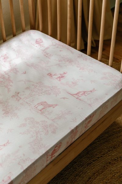 Luxe Bamboo Crib Sheet - Wild Toile (Pink)