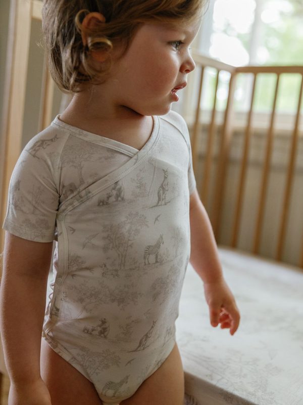 Wrapover Onesie - Wild Toile (Grey)