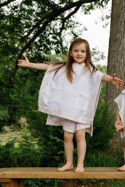 Reversible Hooded Towel Poncho - Wild Toile (Pink)