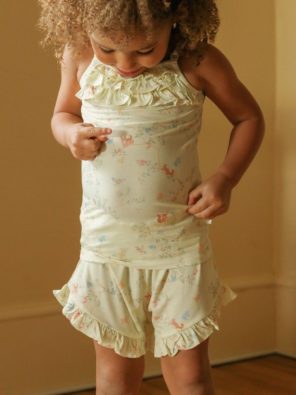 Chinoiserie Cascade Frill T-Shirt and Shorts Set - Yellow