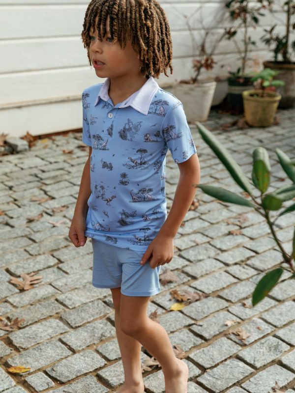 Collared shirt – Dinosaur (Blue)