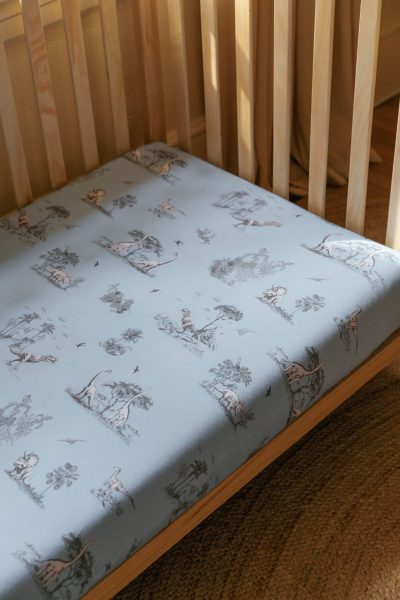 Luxe Bamboo Crib Sheet - Dinosaur (Blue)