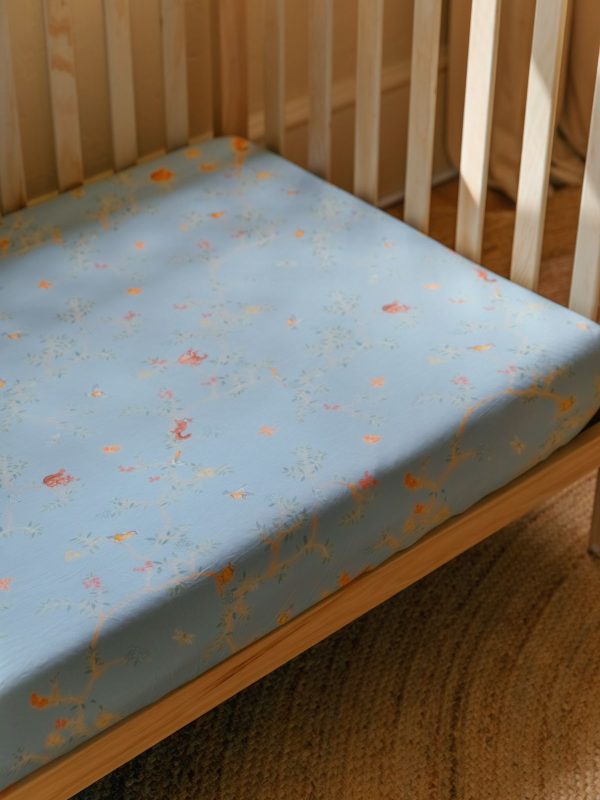 Luxe Bamboo Crib Sheet - Chinoiserie (Blue)