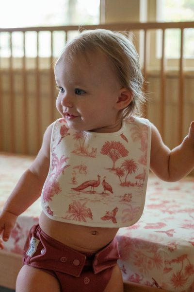 Reversible Drool Bib - Birdsong (Rose)