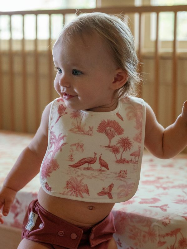 Reversible Drool Bib - Birdsong (Rose)