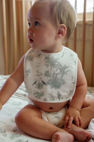 Reversible Drool Bib - Birdsong (Sage)