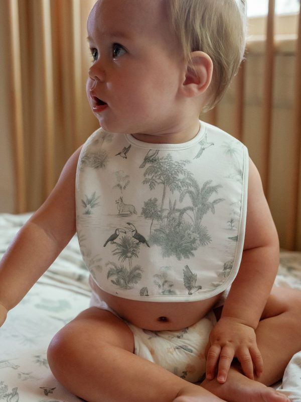 Reversible Drool Bib - Birdsong (Sage)