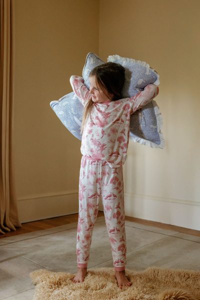Long Sleeve T-Shirt and Pants Pyjamas Set - Birdsong (Rose)