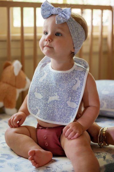 Reversible Drool Bib - Rabbits Rendezvous (Dusty Blue)