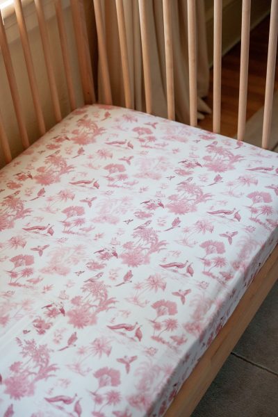 Luxe Bamboo Crib Sheet - Birdsong (Rose)