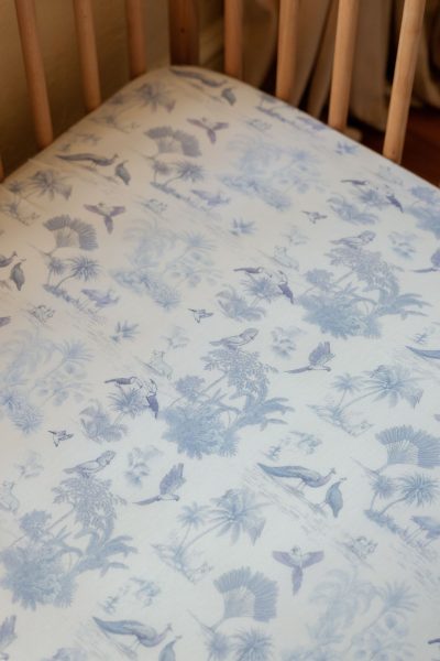 Luxe Bamboo Crib Sheet - Birdsong (Porcelain)