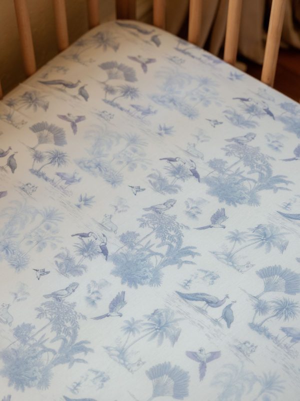 Luxe Bamboo Crib Sheet - Birdsong (Porcelain)