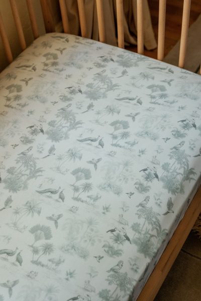 Luxe Bamboo Crib Sheet - Birdsong (Sage)