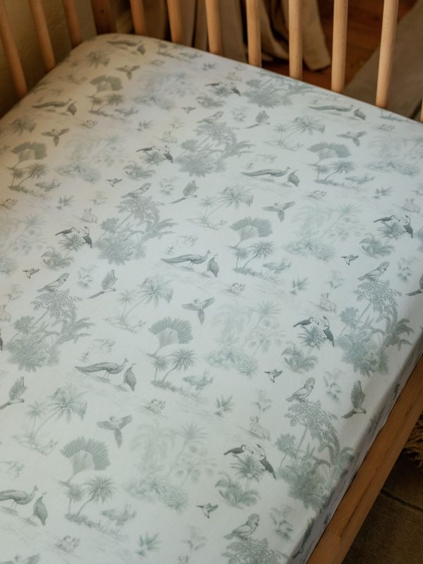 Luxe Bamboo Crib Sheet - Birdsong (Sage)