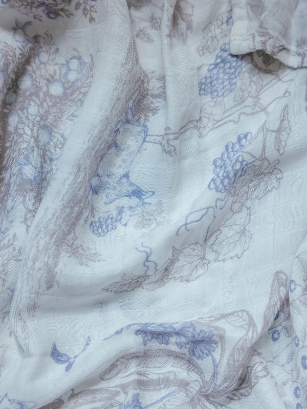 Soft Bamboo Swaddle Fruit Toile (White/Violet)